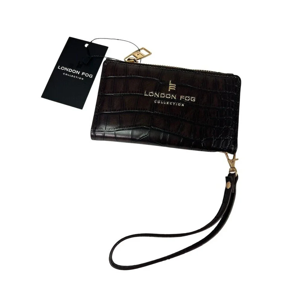 London Fog Wristlet Wallet Womens One Size Chocolate Brown Bifold Zip